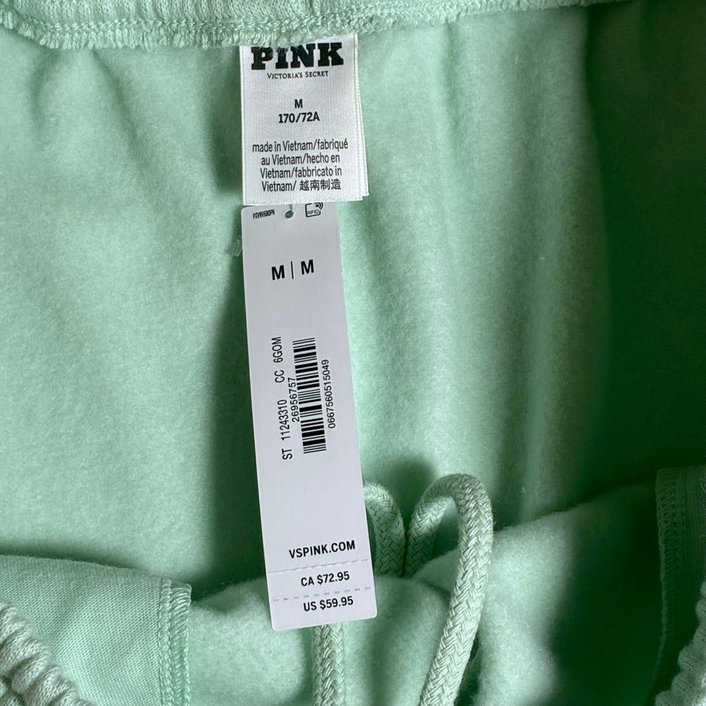 VS PINK High Rise Relaxed Fleece Sweatpants M Wish You Were Here Joggers - Picture 7 of 12